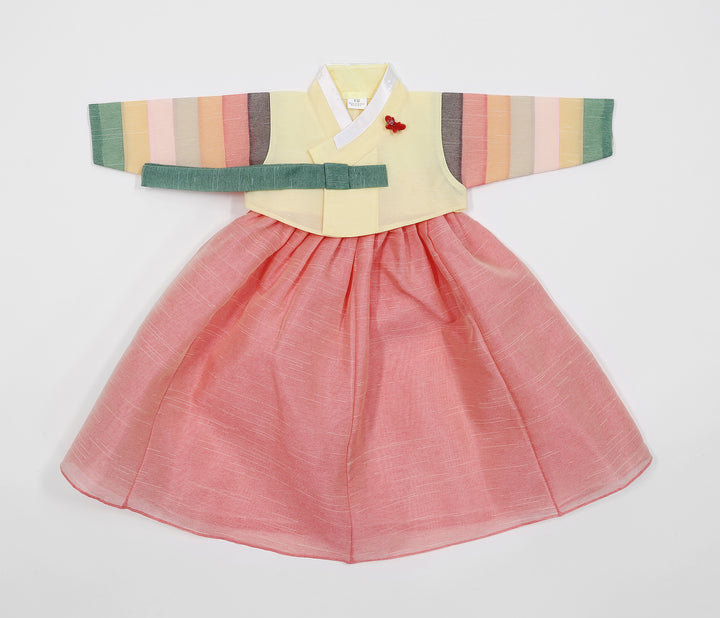 Korean Traditional Baby Girl Hanbok Clothing 1 Age Dol Party Celebration pastel Yellow Saekdong HG174