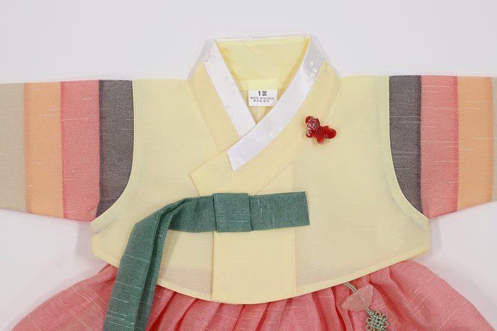 Korean Traditional Baby Girl Hanbok Clothing 1 Age Dol Party Celebration pastel Yellow Saekdong HG174