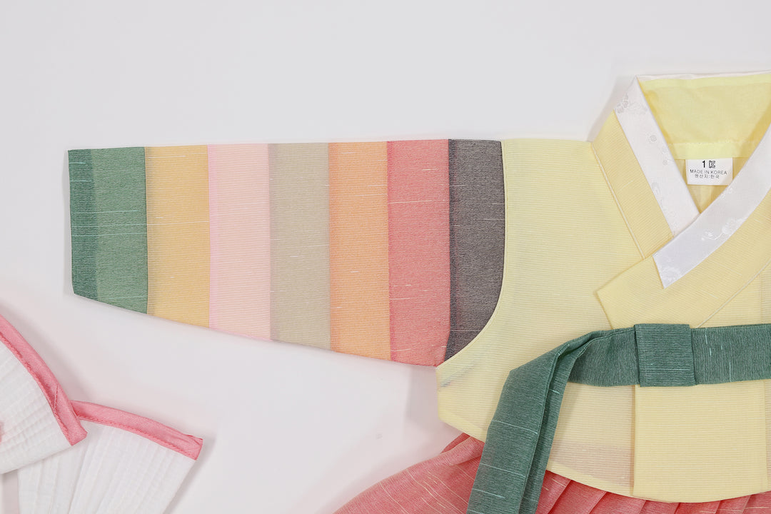 Korean Traditional Baby Girl Hanbok Clothing 1 Age Dol Party Celebration pastel Yellow Saekdong HG174