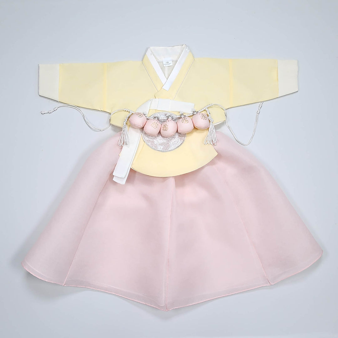 Hanbok Girl Baby Korea Traditional Clothing Set First Birthday Celebration Party 100th Birth Celebration 1–15 years Yellow HG360
