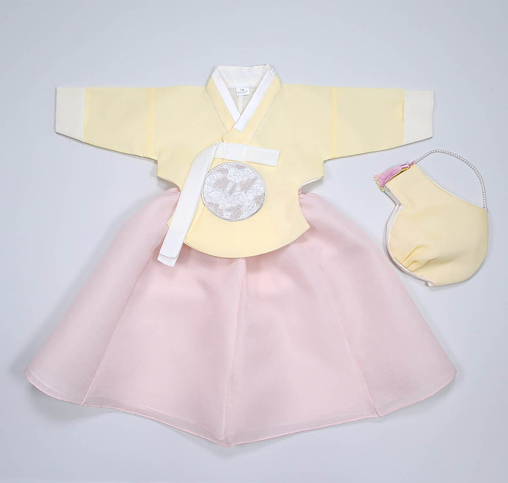 Hanbok Girl Baby Korea Traditional Clothing Set First Birthday Celebration Party 100th Birth Celebration 1–15 years Yellow HG360