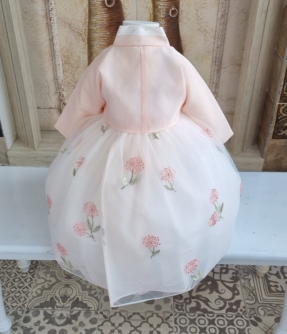 Hanbok Girl Baby Korea Traditional Clothing Set First Birthday Celebration Party 100th Birth Celebration 1–8 years Light Peach Flower