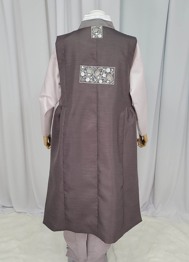 Korean Traditional Man Male Personal Custom Hanbok&nbsp; Brown Embroidery Patch Design Wedding Party Ceremony OSM144