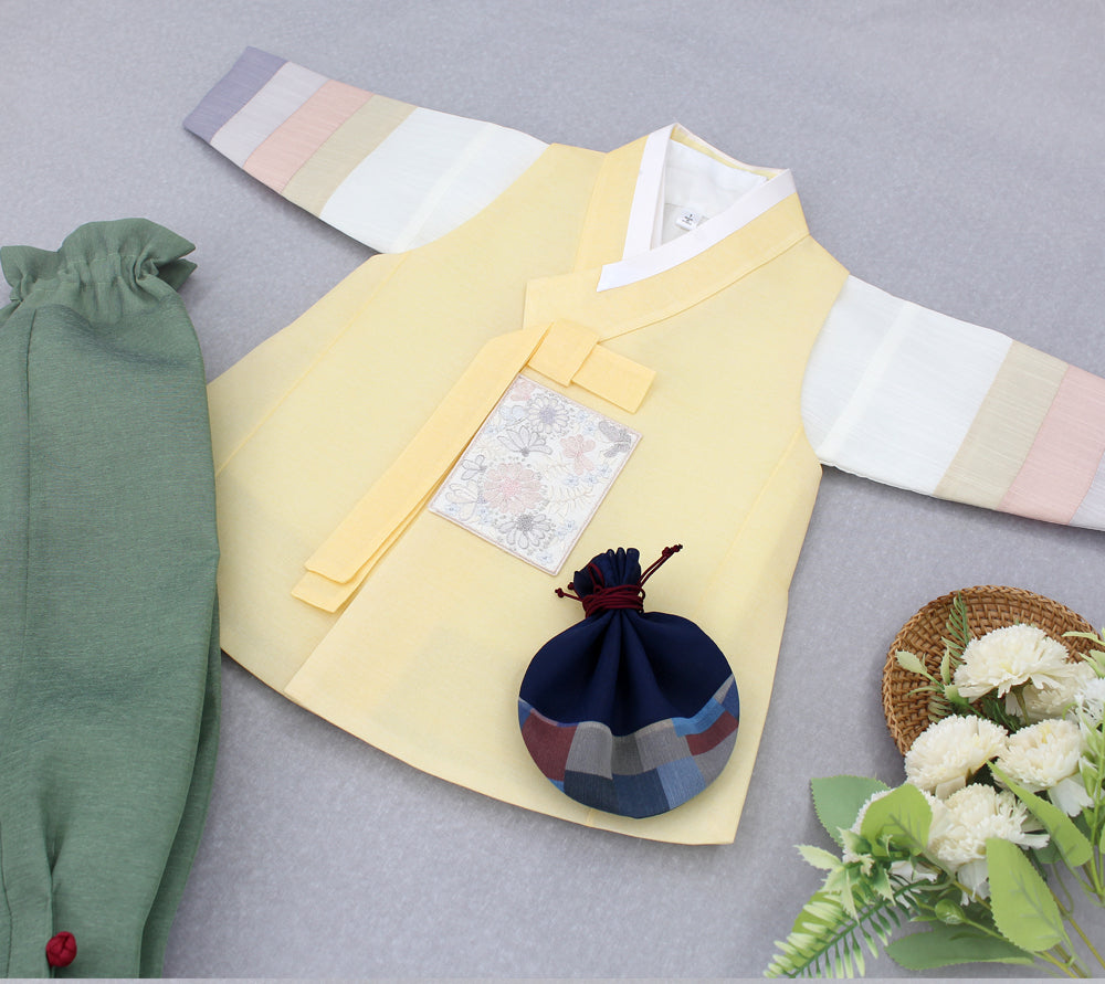 Korean Traditional Boy Baby Hanbok Dol Baikil Party Celebration 100th-10 Years Yellow DDB116