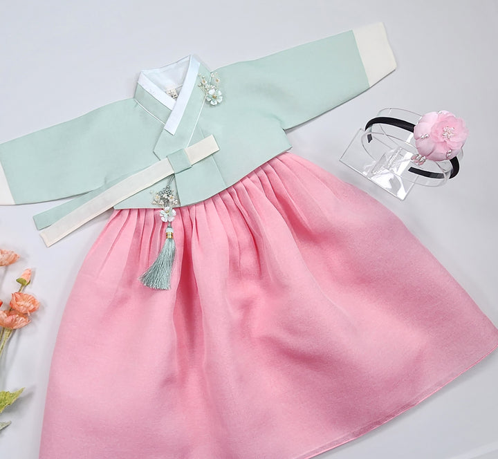 Korean Traditional Baby Girl Hanbok Clothing 1 Age Dol Party Celebration pastel 1–15 Ages OS174