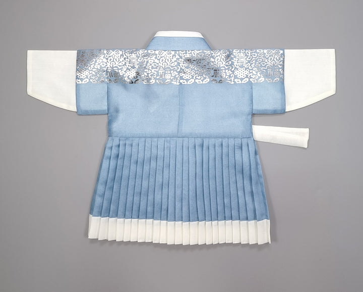 Korean Traditional Boy Baby Hanbok Dol Baikil Party Celebration 100th-10 Ages King Design Blue GHB115