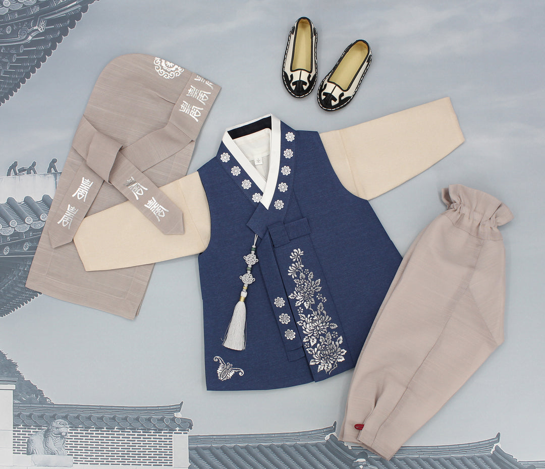 Korean Traditional Boy Baby Hanbok Dol Baikil Party Celebration 100th-10 Years Vivid Blue DDB114