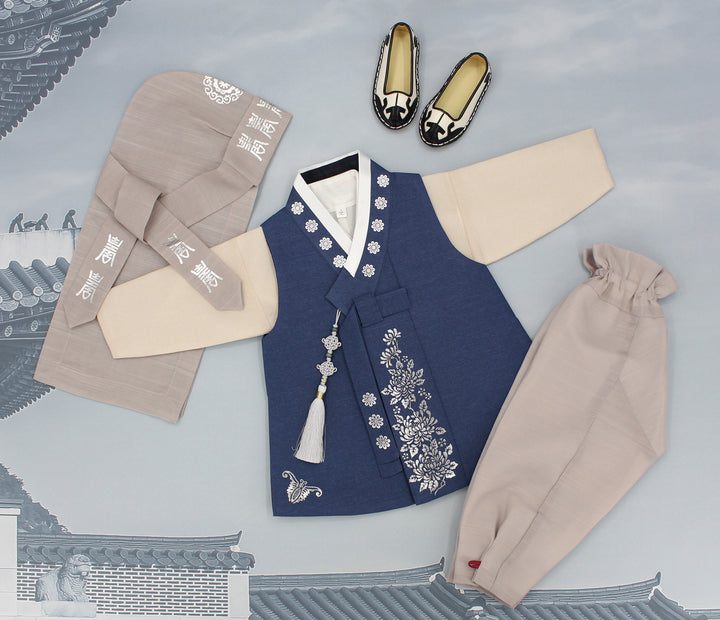 Korean Traditional Boy Baby Hanbok Dol Baikil Party Celebration 100th-10 Years Vivid Blue DDB114