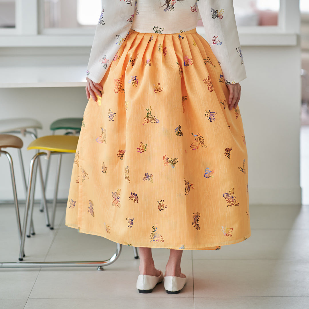 Korean Modern Daily Hanbok Casual Modernized Party Celebration Top Jeogori Butterfly Print SSN103