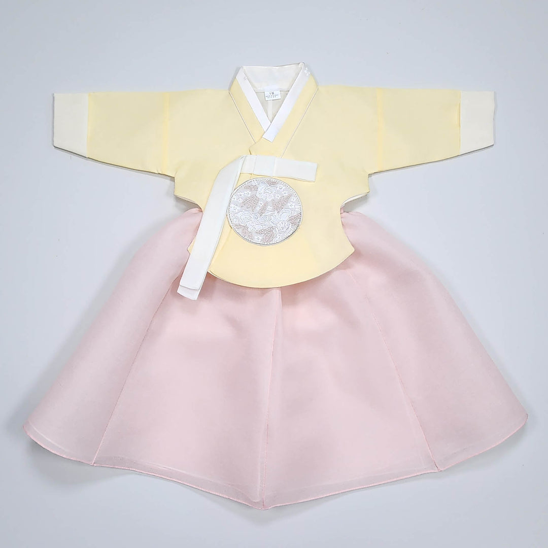 Hanbok Girl Baby Korea Traditional Clothing Set First Birthday Celebration Party 100th Birth Celebration 1–15 years Yellow HG360