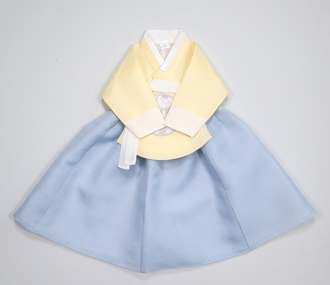 Hanbok Girl Baby Korea Traditional Clothing Set First Birthday Celebration Party 100th Birth Celebration 1–15 years Yellow HG351