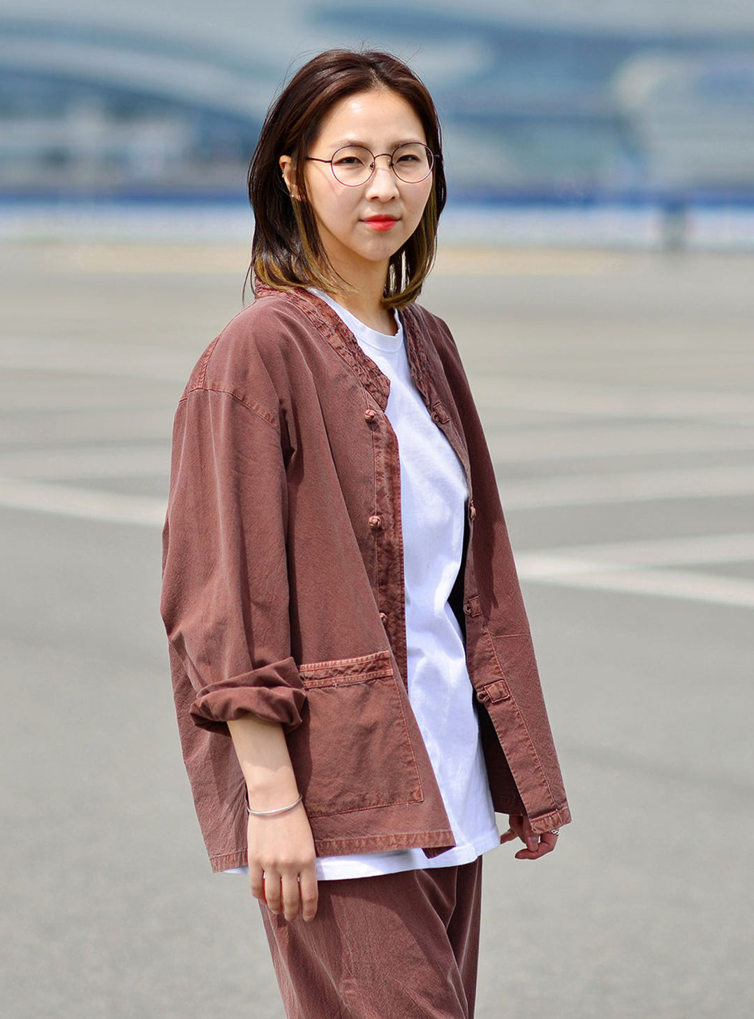 Korean Hanbok Washed Cotton Common Use Man Woman Casual Daily Clothing BTS Long Sleeve Brown 10042