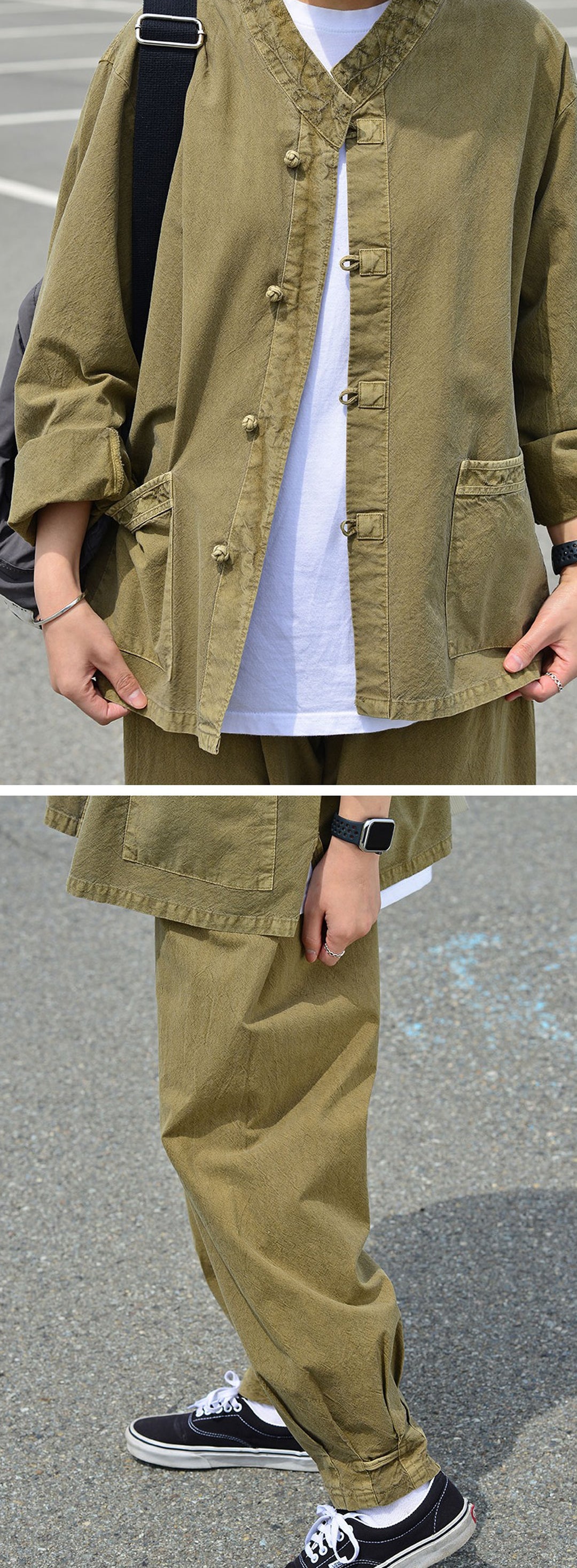 Korean Hanbok Washed Cotton Common Use Man Woman Casual Daily Clothing BTS Long Sleeve Khaki 10042