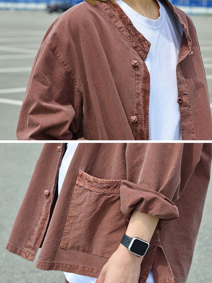 Korean Hanbok Washed Cotton Common Use Man Woman Casual Daily Clothing BTS Long Sleeve Brown 10042