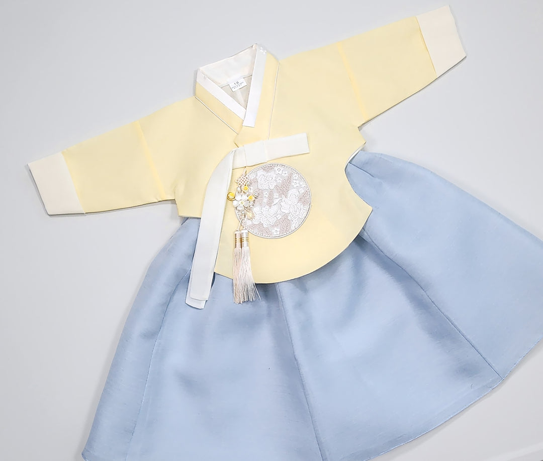 Hanbok Girl Baby Korea Traditional Clothing Set First Birthday Celebration Party 100th Birth Celebration 1–15 years Yellow HG351
