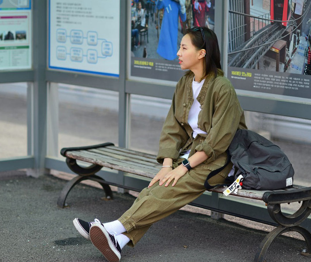 Korean Hanbok Washed Cotton Common Use Man Woman Casual Daily Clothing BTS Long Sleeve Khaki 10042