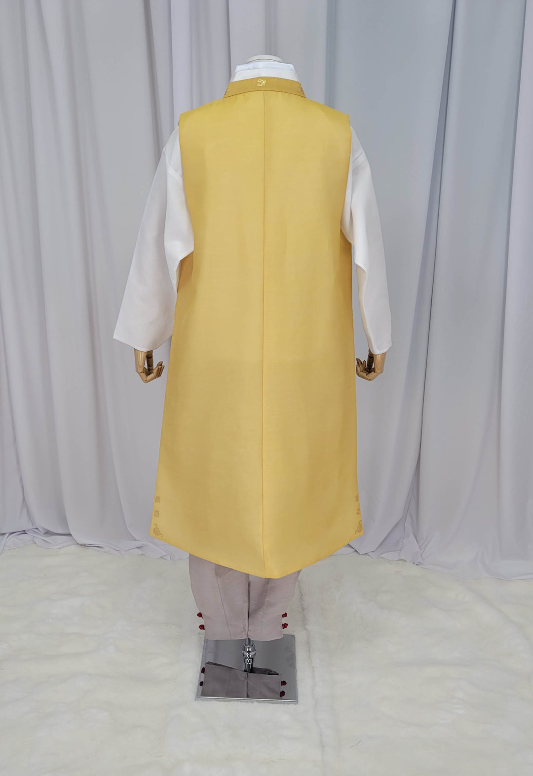 Korean Traditional Man Male Personal Custom Hanbok&nbsp; Yellow Print Design Wedding Party Ceremony OSM145