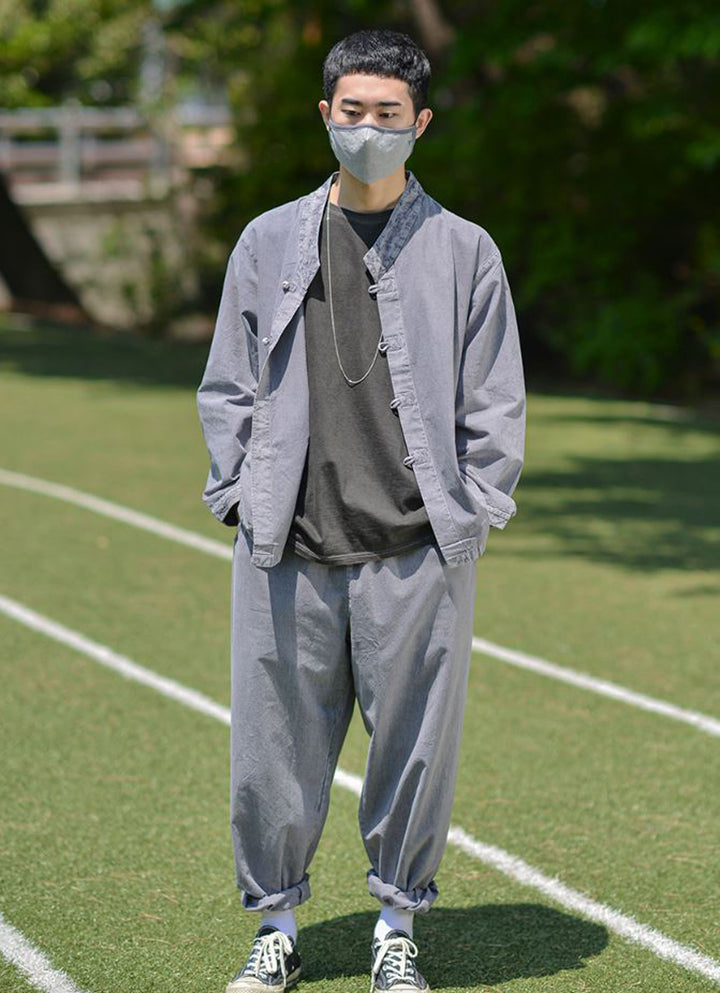 Korean Hanbok Washed Cotton Common Use Man Woman Casual Daily Clothing BTS Long Sleeve Gray 10042