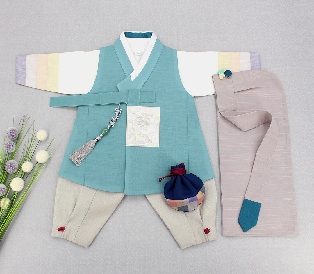Korean Traditional Boy Baby Hanbok Dol Baikil Party Celebration 100th Days 1st Birthday 1–10 Years Light Green DDB128