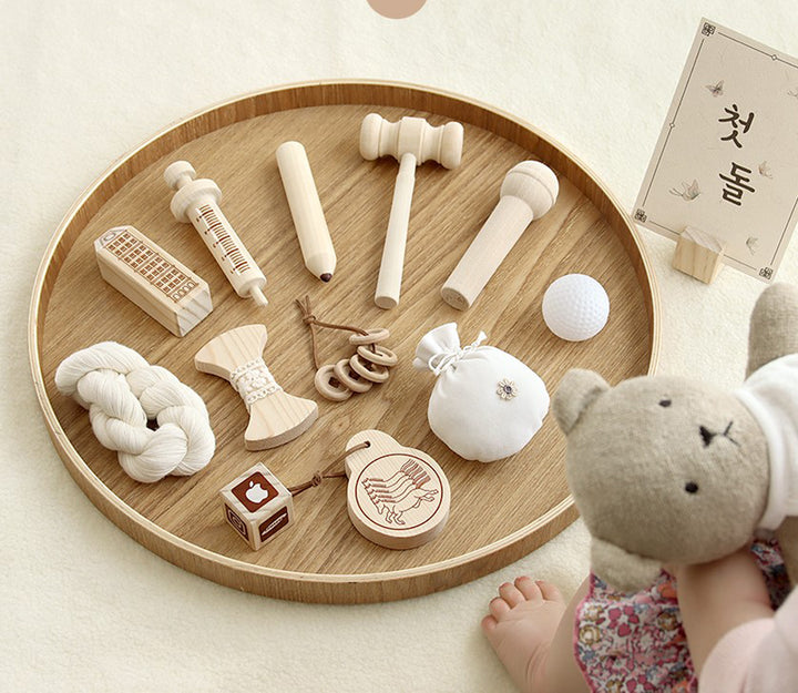 Korean 1st Birthday Dol Party Ceremony Wood Doljabi Kit 돌잡이 세트 12 Items