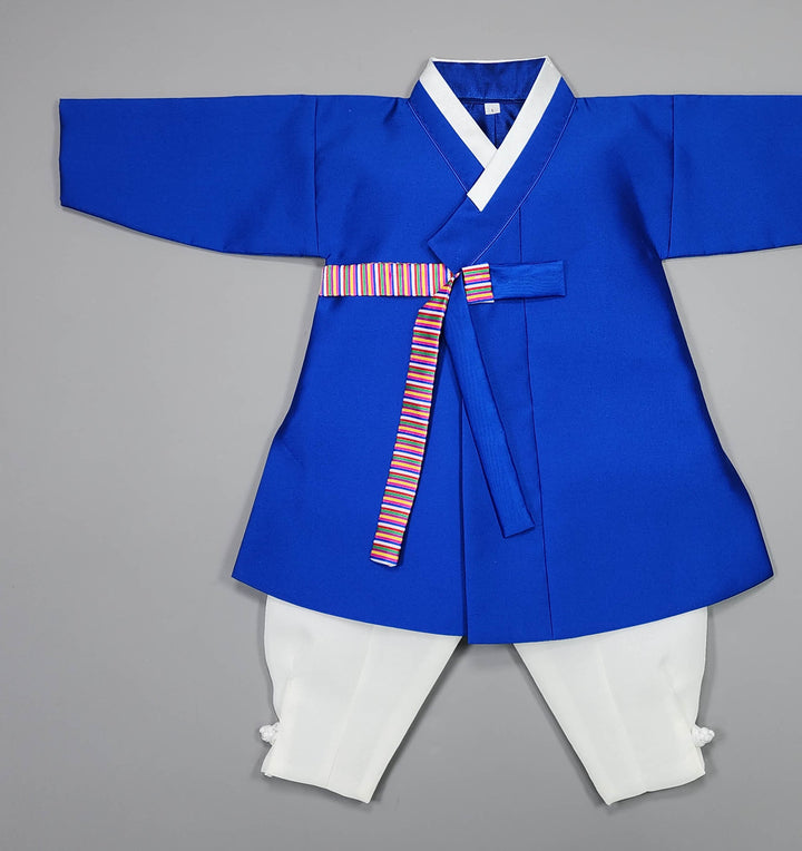 Korean Traditional Boy Baby Hanbok Dol Baikil Party Celebration 100 Days-8 Ages Vivid Blue OSB165