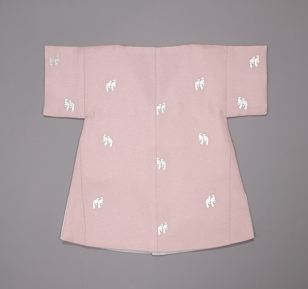 Korean Traditional Boy Baby Hanbok Dol Baikil Party Celebration 100th-10 Ages Pink Bird Silver Print HGB114