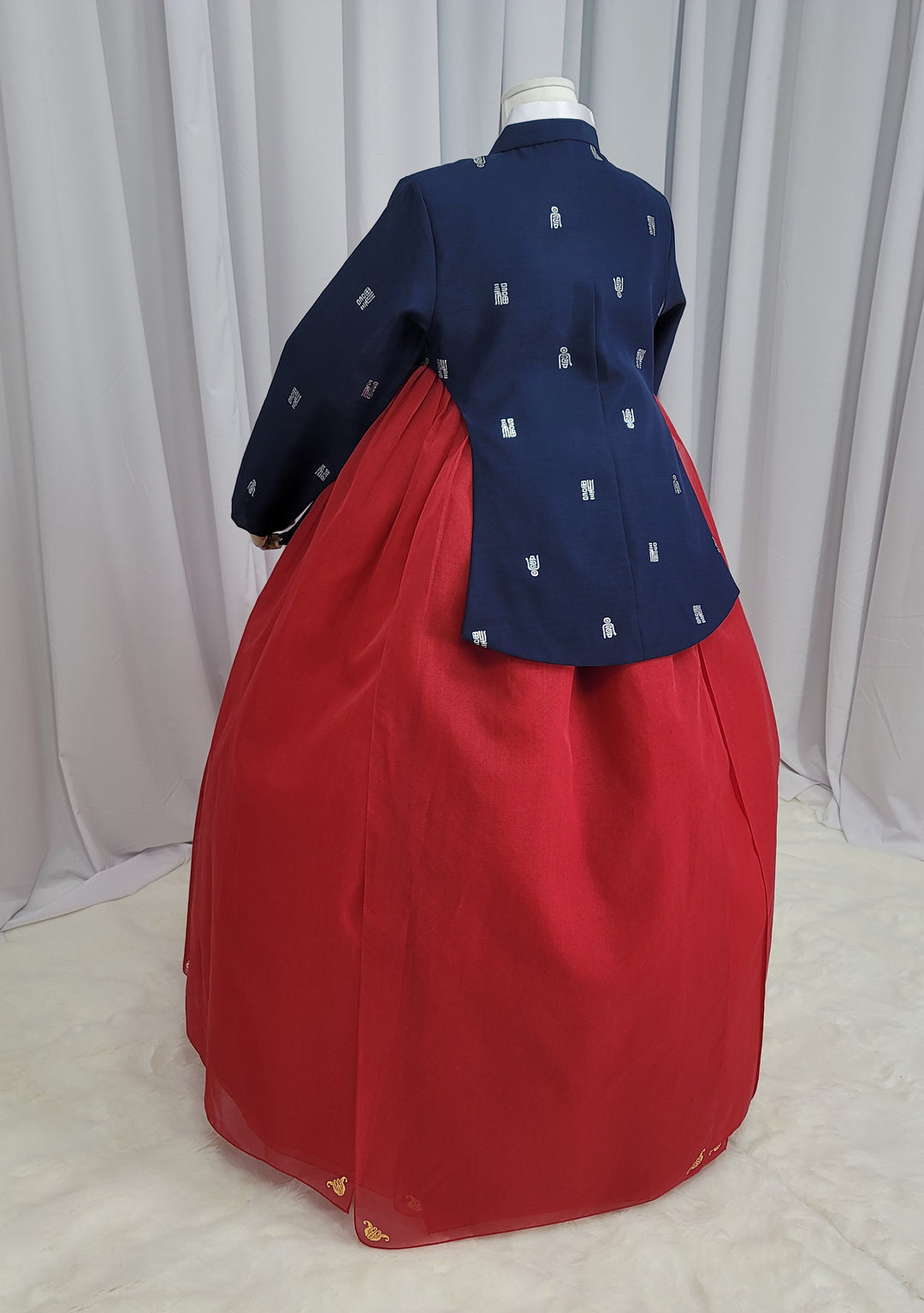 Korean Traditional Woman Personal Custom Hanbok Wedding Party Ceremony High Quality Print Dangui 당의 Queen Princess Design Hanbok Navy Red OSW150
