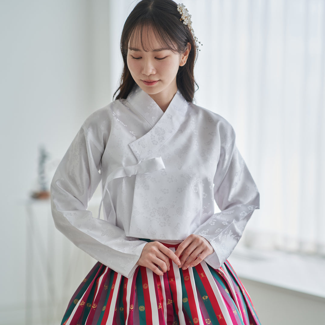 Korean Modern Daily Hanbok Casual Modernized Party Celebration Top Jeogori Oriental Silk SSN102