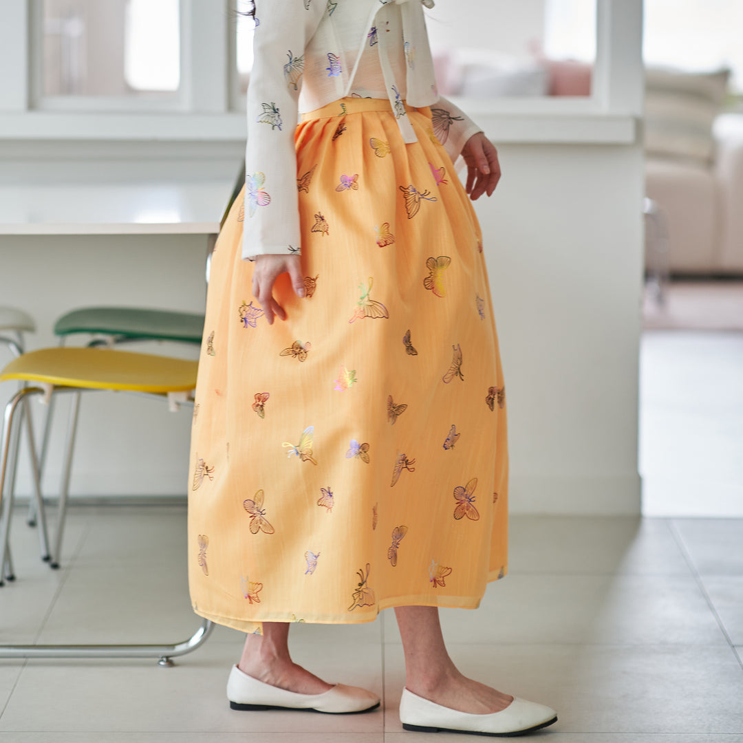 Korean Modern Daily Hanbok Casual Modernized Party Celebration Top Jeogori Butterfly Print SSN103