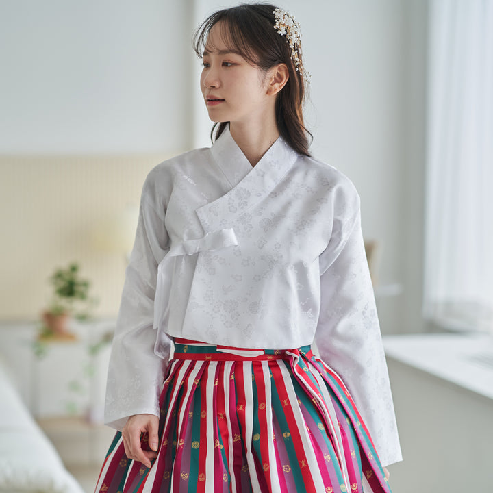 Korean Modern Daily Hanbok Casual Modernized Party Celebration Top Jeogori Oriental Silk SSN102