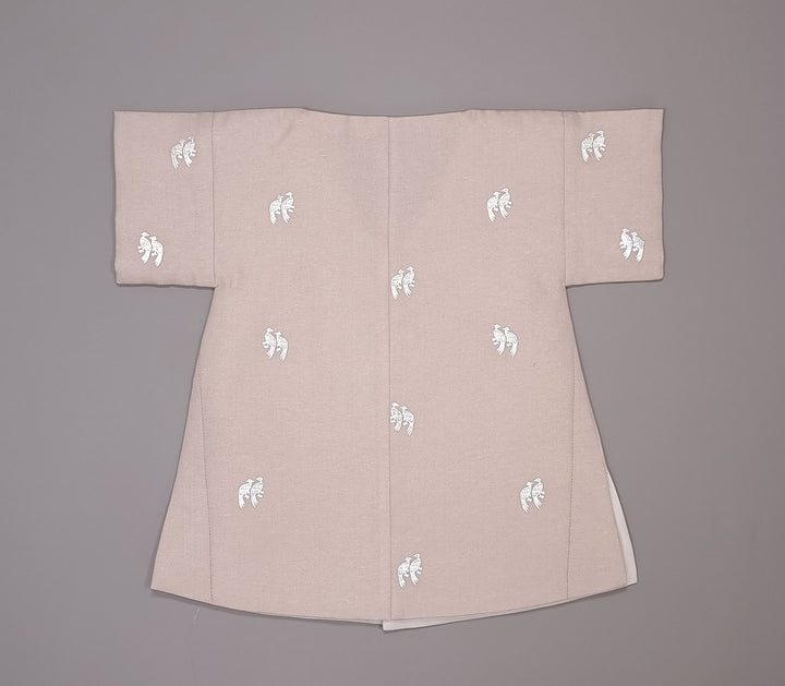 Korean Traditional Boy Baby Hanbok Dol Baikil Party Celebration 100th-10 Ages Beige Bird Silver Print HGB113