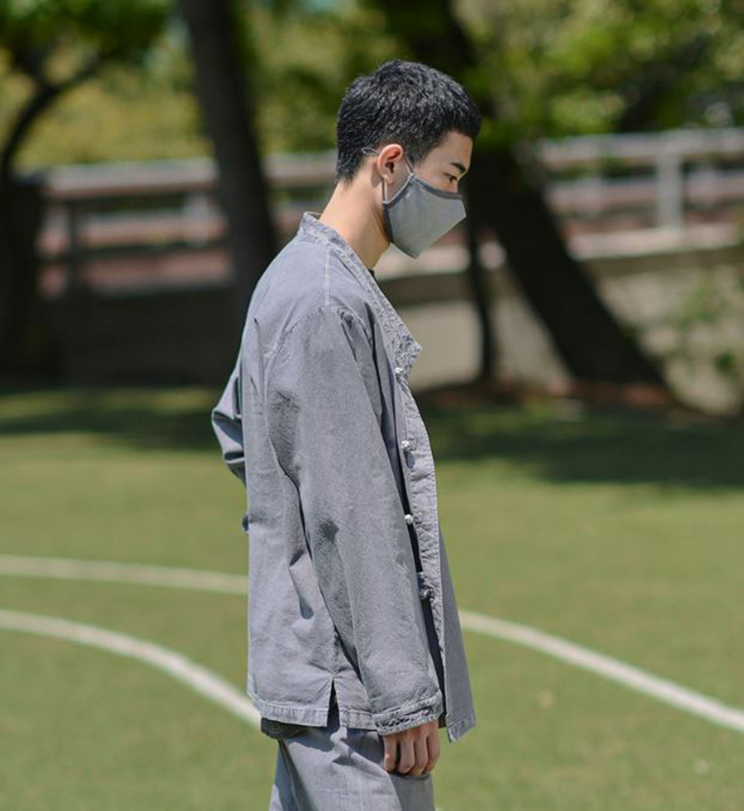 Korean Hanbok Washed Cotton Common Use Man Woman Casual Daily Clothing BTS Long Sleeve Gray 10042