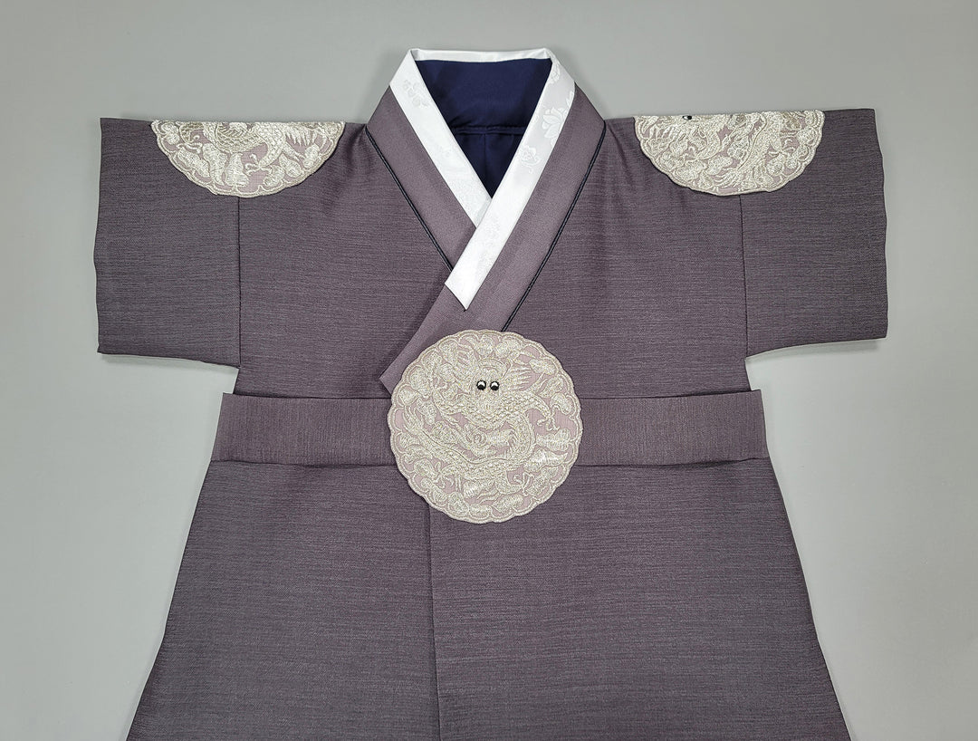 Korean Traditioanl Boy Baby Hanbok Dol Baikil Party Celebration 100th-8 Ages Gray Kings Design