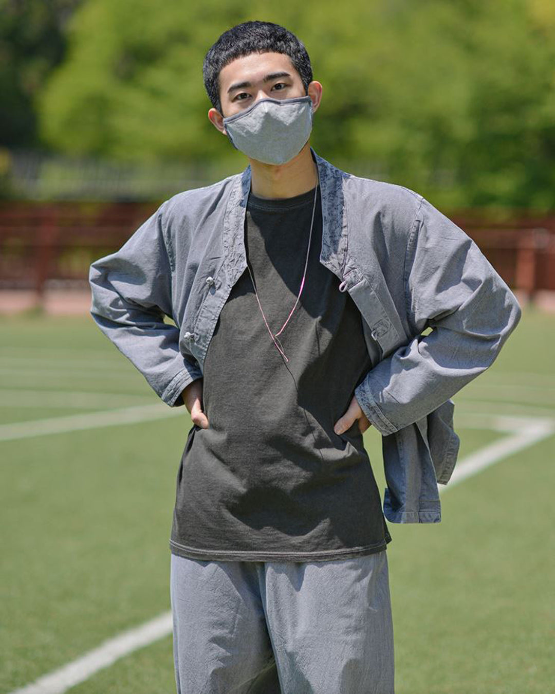 Korean Hanbok Washed Cotton Common Use Man Woman Casual Daily Clothing BTS Long Sleeve Gray 10042