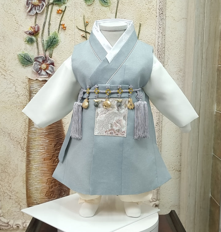 Hanbok Boy Baby Korea Traditional Clothing Set First Birthday Celebration Party 100th Birth Celebration 1–15 years Baby Blue HGB110