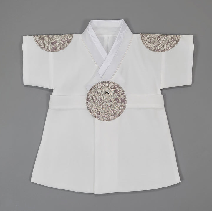 Korean Traditioanl Boy Baby Hanbok Dol Baikil Party Celebration 100th-8 Ages White Kings Design