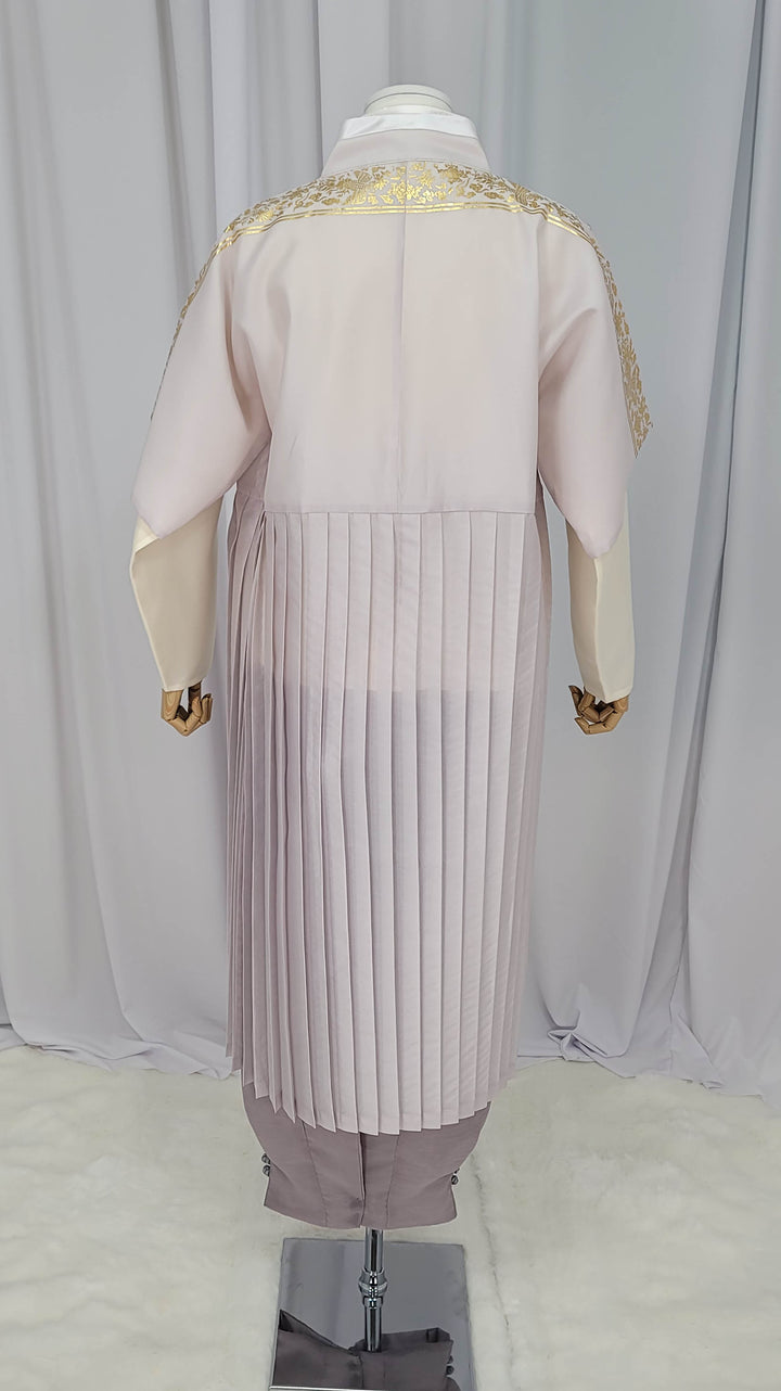 Korean Traditional Man Male Personal Custom Hanbok&nbsp; Light Gray Silver Print King's Design Wedding Party Ceremony OSM148