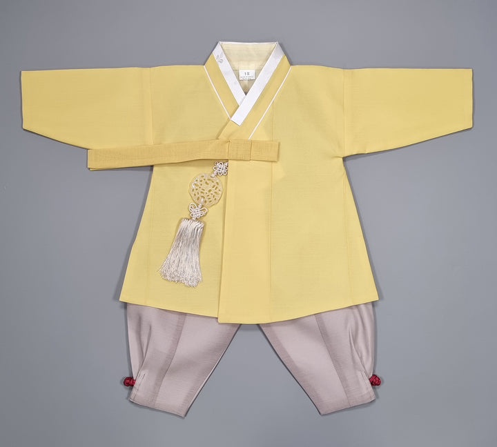 Korean Traditional Boy Baby Hanbok Dol Party Celebration 1-8 Ages Vivid Yellow BDB102
