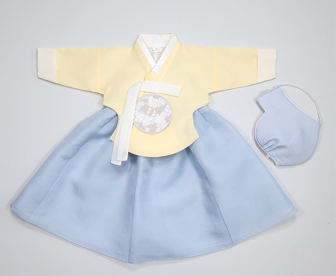 Hanbok Girl Baby Korea Traditional Clothing Set First Birthday Celebration Party 100th Birth Celebration 1–15 years Yellow HG351