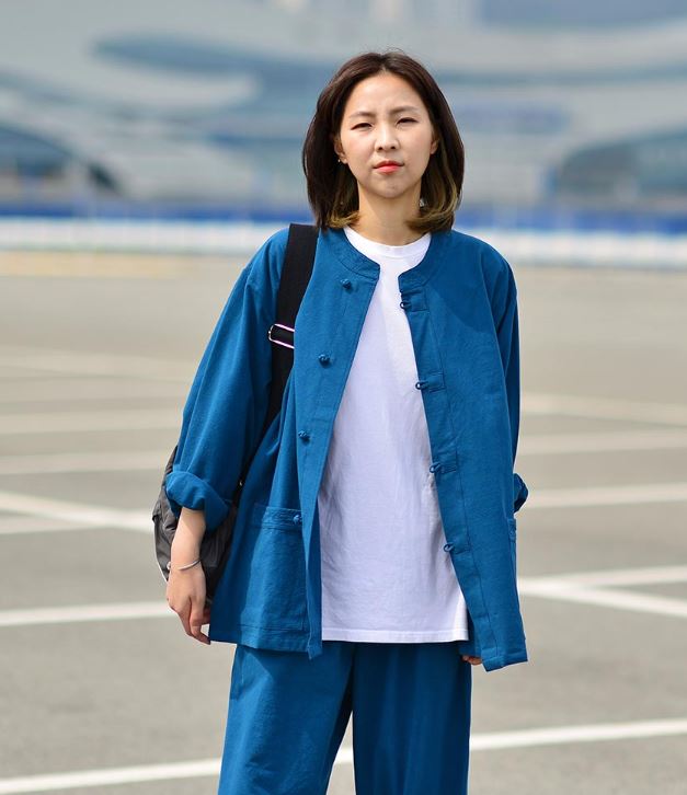 Korean Hanbok Washed 17's Dyed Cotton Common Use Man Woman Casual Daily Clothing BTS Vivid Blue 24014