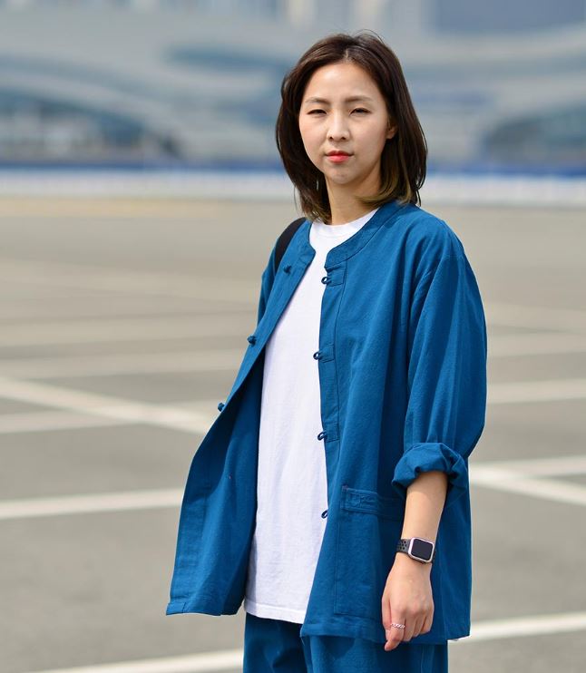 Korean Hanbok Washed 17's Dyed Cotton Common Use Man Woman Casual Daily Clothing BTS Vivid Blue 24014