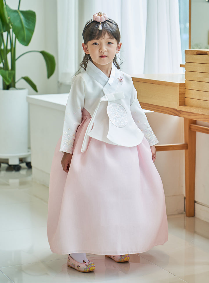 Hanbok Girl Baby Korea Traditional Clothing Set First Birthday Celebration Party 100th Birth Celebration 1-10 years Ivory Light Pink