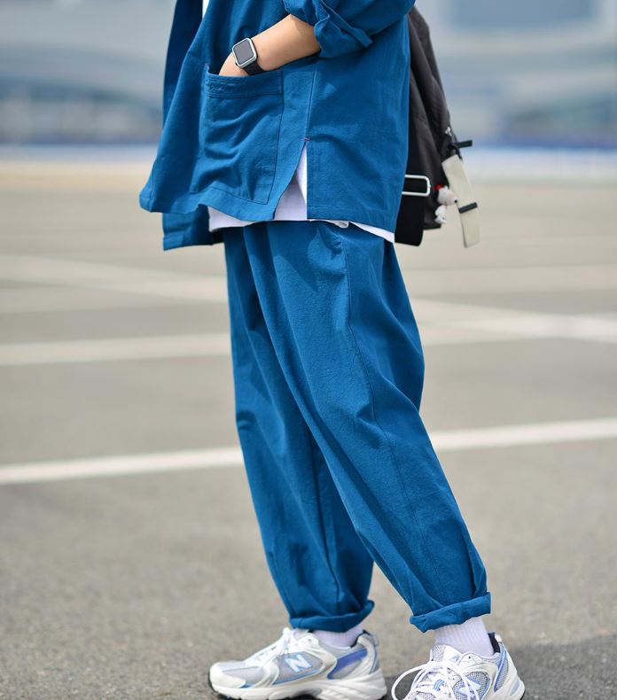 Korean Hanbok Washed 17's Dyed Cotton Common Use Man Woman Casual Daily Clothing BTS Vivid Blue 24014