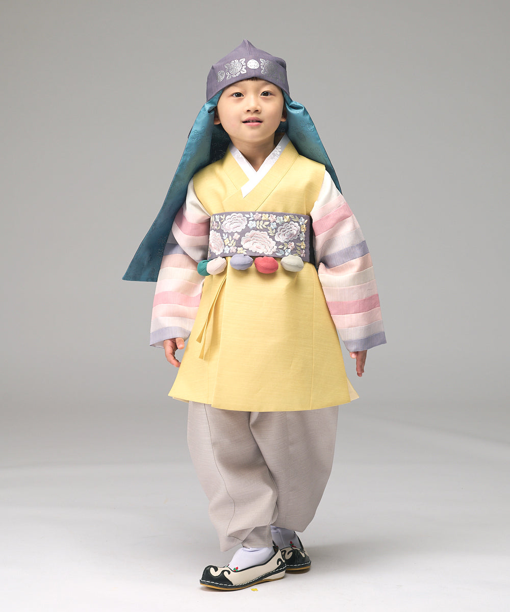Korean Traditional Boy Baby Hanbok Dol Baikil Party Celebration 100th Days 1-10 Years Yellow DDB122