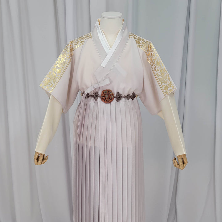 Korean Traditional Man Male Personal Custom Hanbok&nbsp; Light Gray Silver Print King's Design Wedding Party Ceremony OSM148