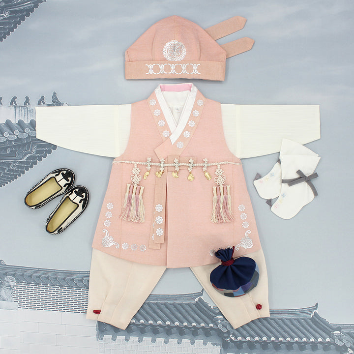 Korean Traditional Boy Baby Hanbok Dol Baikil Party Celebration 100th Days 1st Birthday 1–10 Years Light Pink DDB129