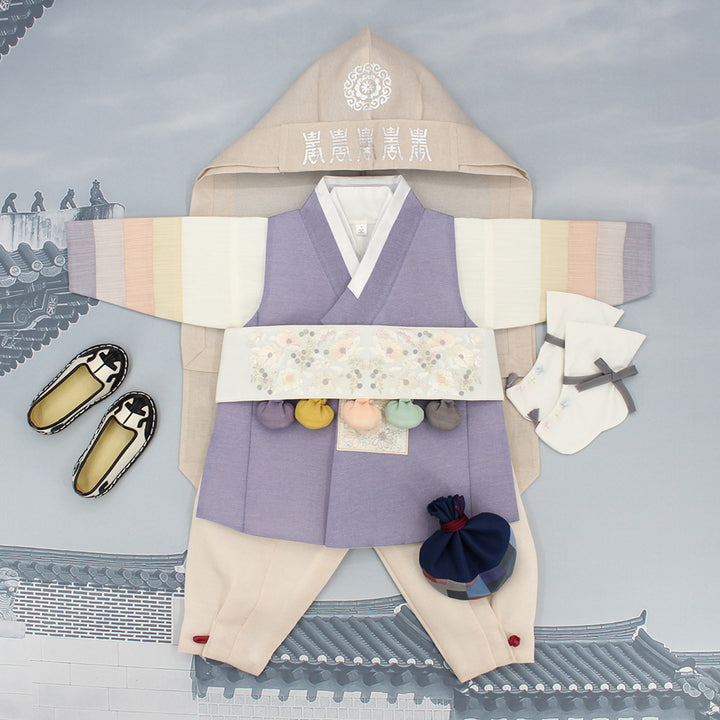 Korean Traditional Boy Baby Hanbok Dol Baikil Party Celebration 100th Days 1-10 Years Violet DDB120
