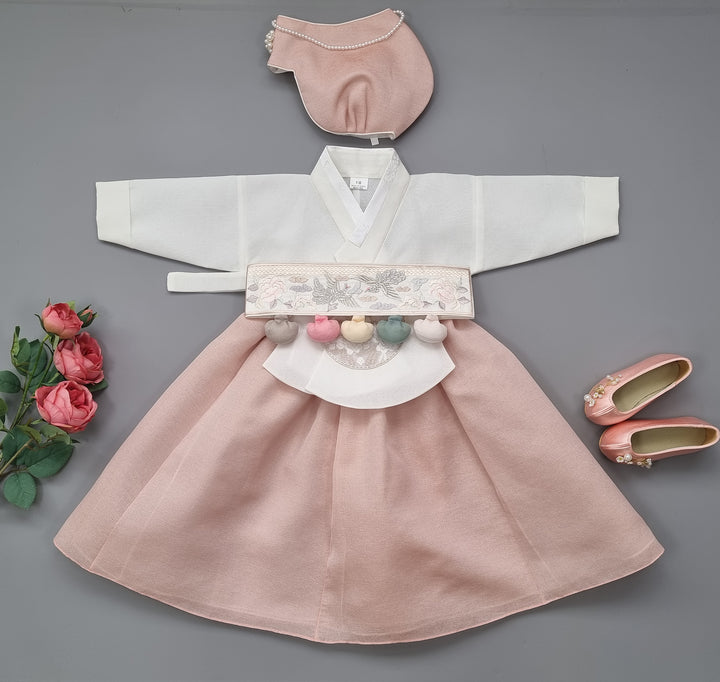 Hanbok Girl Baby Korea Traditional Clothing Set First Birthday Celebration Party 100th Birth Celebration 1–15 years&nbsp; Dusty Pink HG161