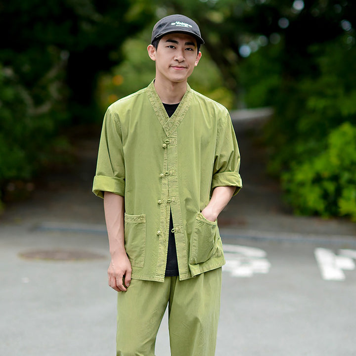 Korean Hanbok Washed Cotton Common Use Man Woman Casual Daily Clothing 3/4 Sleeve BTS 10097 Light Green