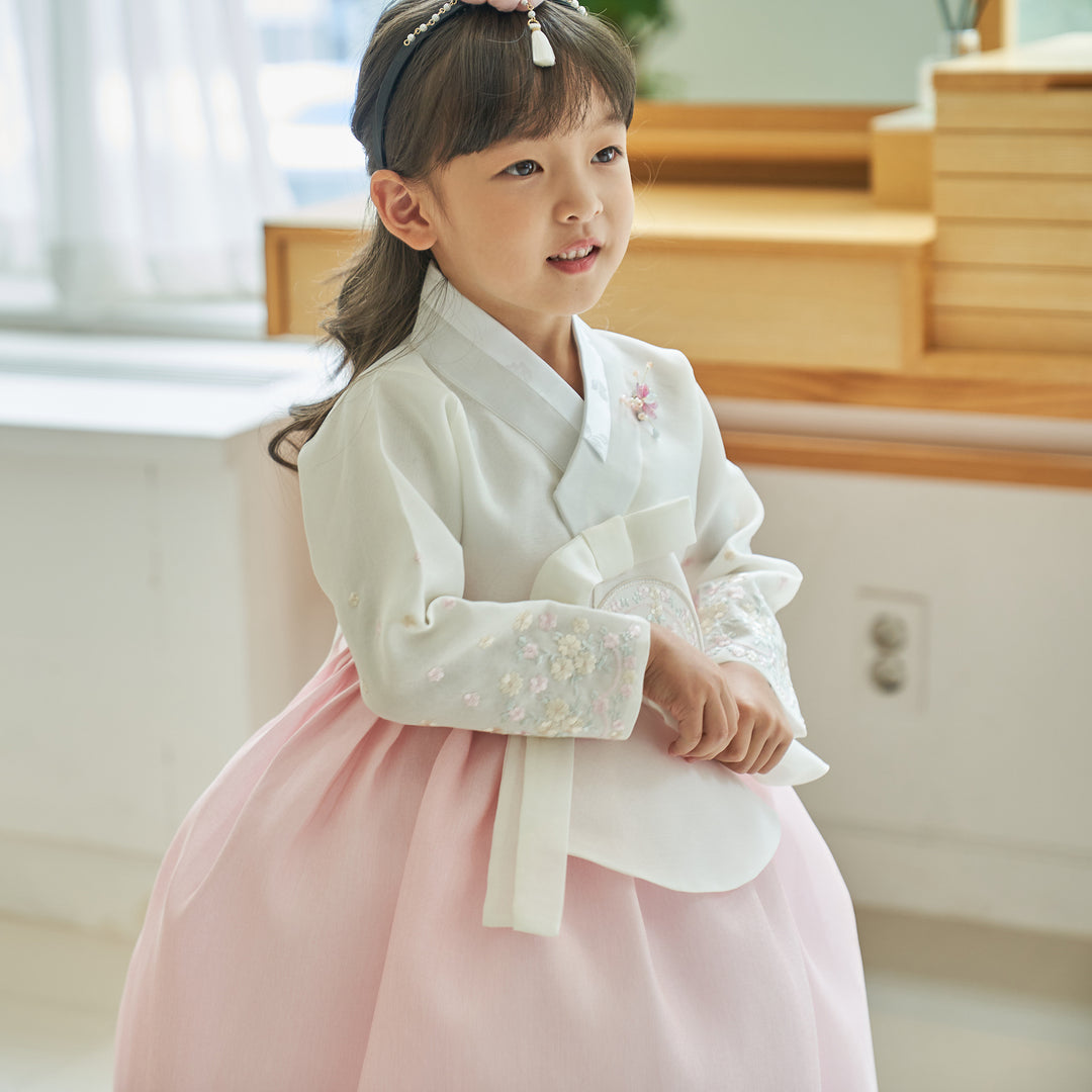Hanbok Girl Baby Korea Traditional Clothing Set First Birthday Celebration Party 100th Birth Celebration 1-10 years Ivory Light Pink